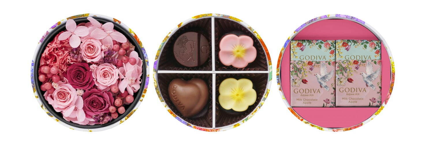 ゴディバの“花＆チョコレート”ギフトボックス、ストロベリーガナッシュ詰めた花形チョコ｜写真3
