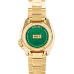 セイコー 5スポーツ×ハフの腕時計、グリーン文字盤×ゴールドブレスのクラシックウオッチ｜写真2