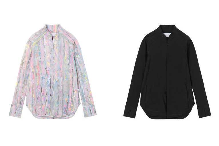 マメ クロゴウチ“マーブルプリント”のラッシュガード＆“うつろう季節の花々”のドレス、伊勢丹新宿店で