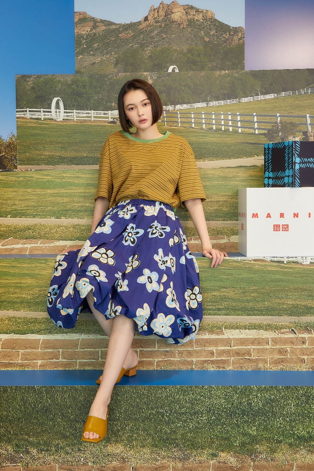 ユニクロ　マルニ　UNIQLO　MARNI　バルーンシェイプスカート　ブルー　L