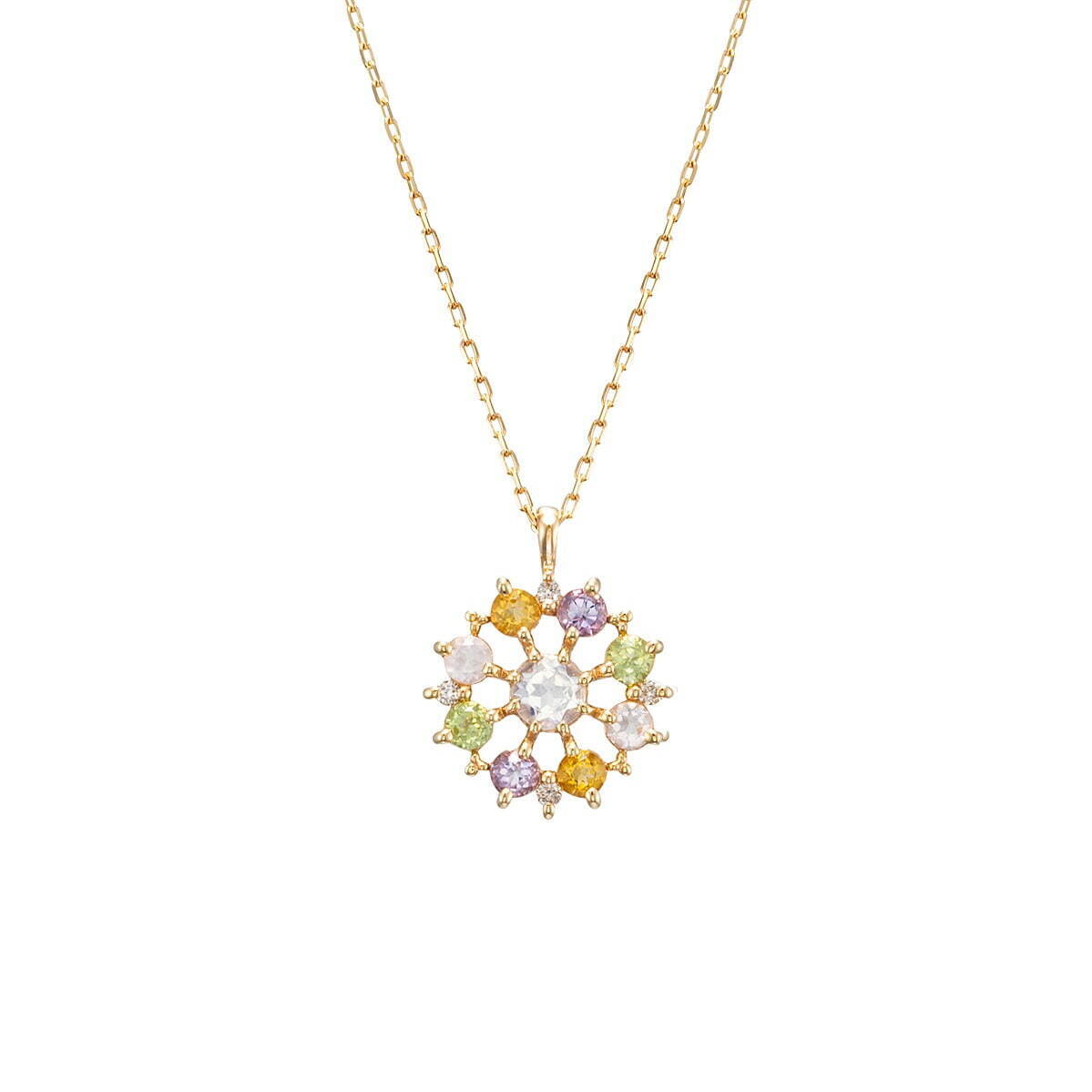 K10YG Necklace / Diamond / Feldspar / Peridot / Rose Quartz / Citrine / Amethyst 37,400円