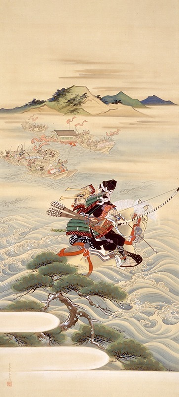 小堀鞆音《那須宗隆射扇図》1890年(明治23) 絹本・彩色 山種美術館