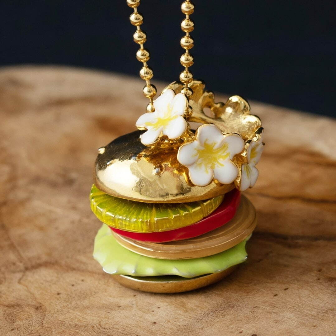 Q-pot ベーコンエッグチーズバーガー ネックレス ゴールド 