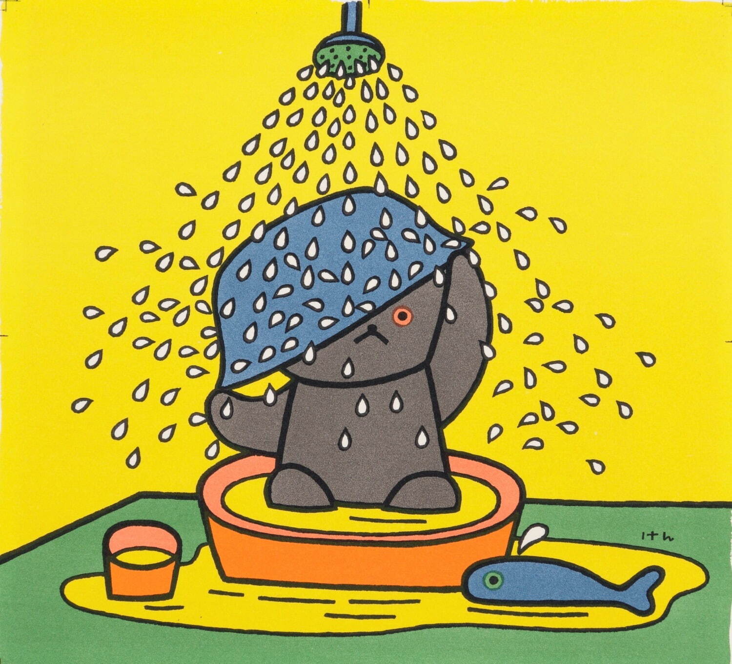 『こぐまちゃんのみずあそび』(1971年、こぐま社)より リトグラフ／こぐま社蔵