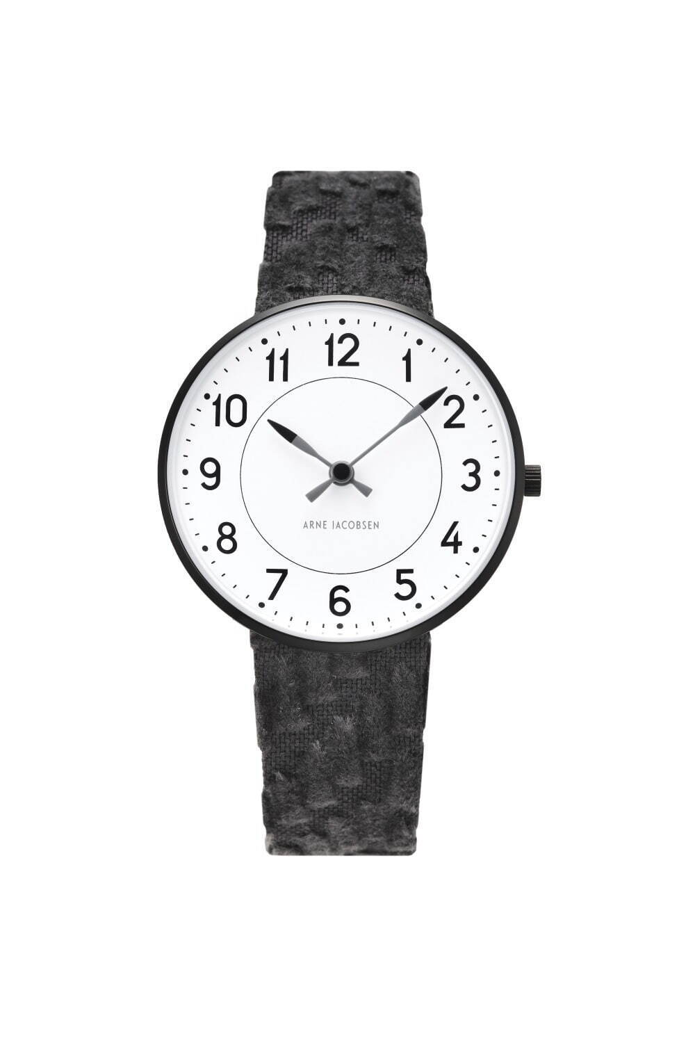 アルネ ヤコブセン×ミナ ペルホネンの腕時計、ランダムに織られたコーデュロイ素材のストラップ｜写真11