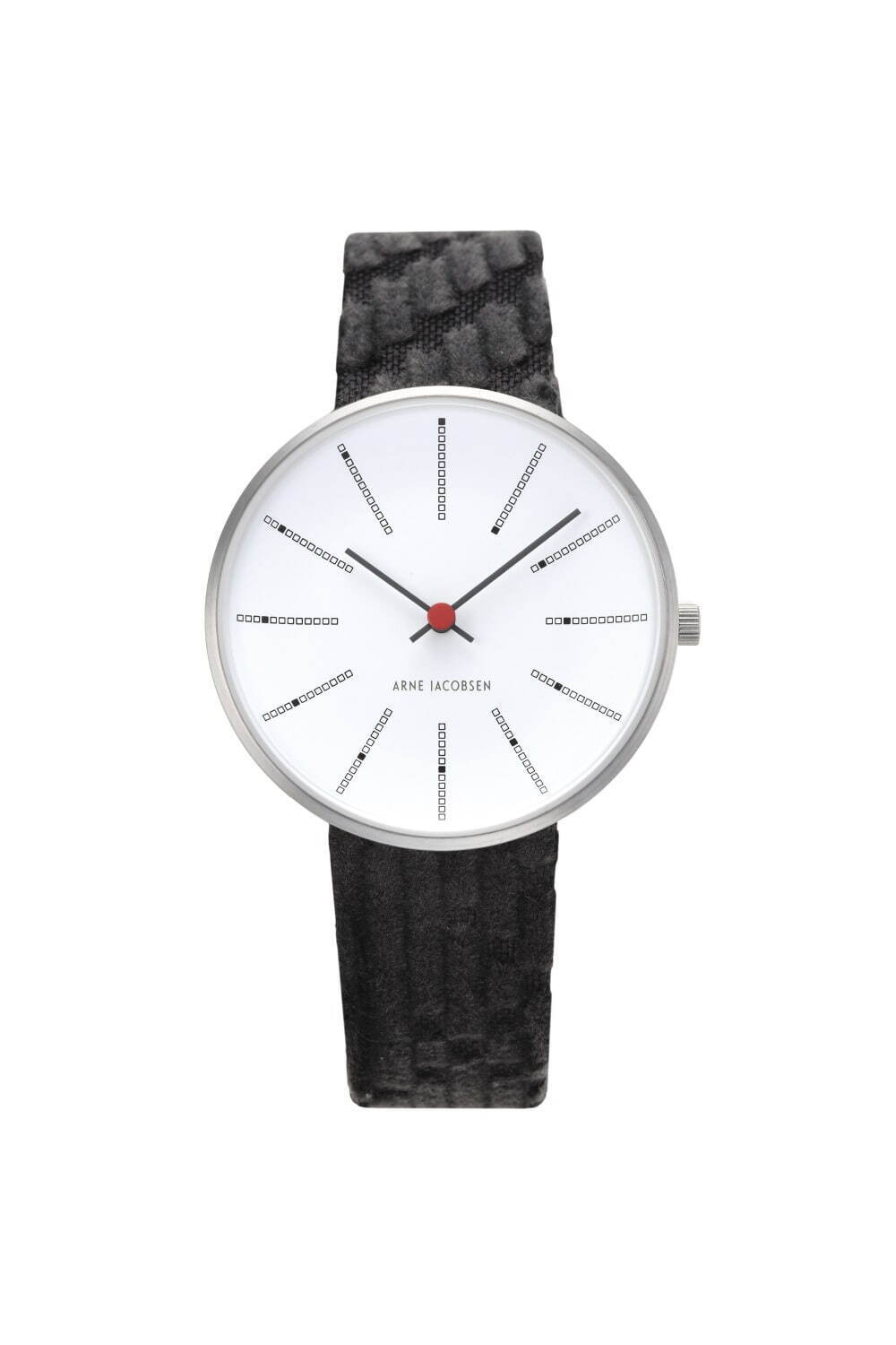アルネ ヤコブセン×ミナ ペルホネンの腕時計、ランダムに織られたコーデュロイ素材のストラップ｜写真9