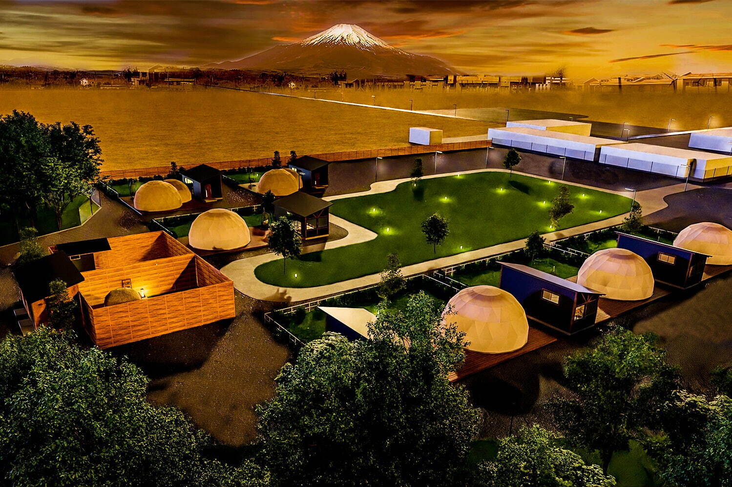 グランピングヴィレッジTOTONOI 富士山中湖」全室富士山ビューのドーム