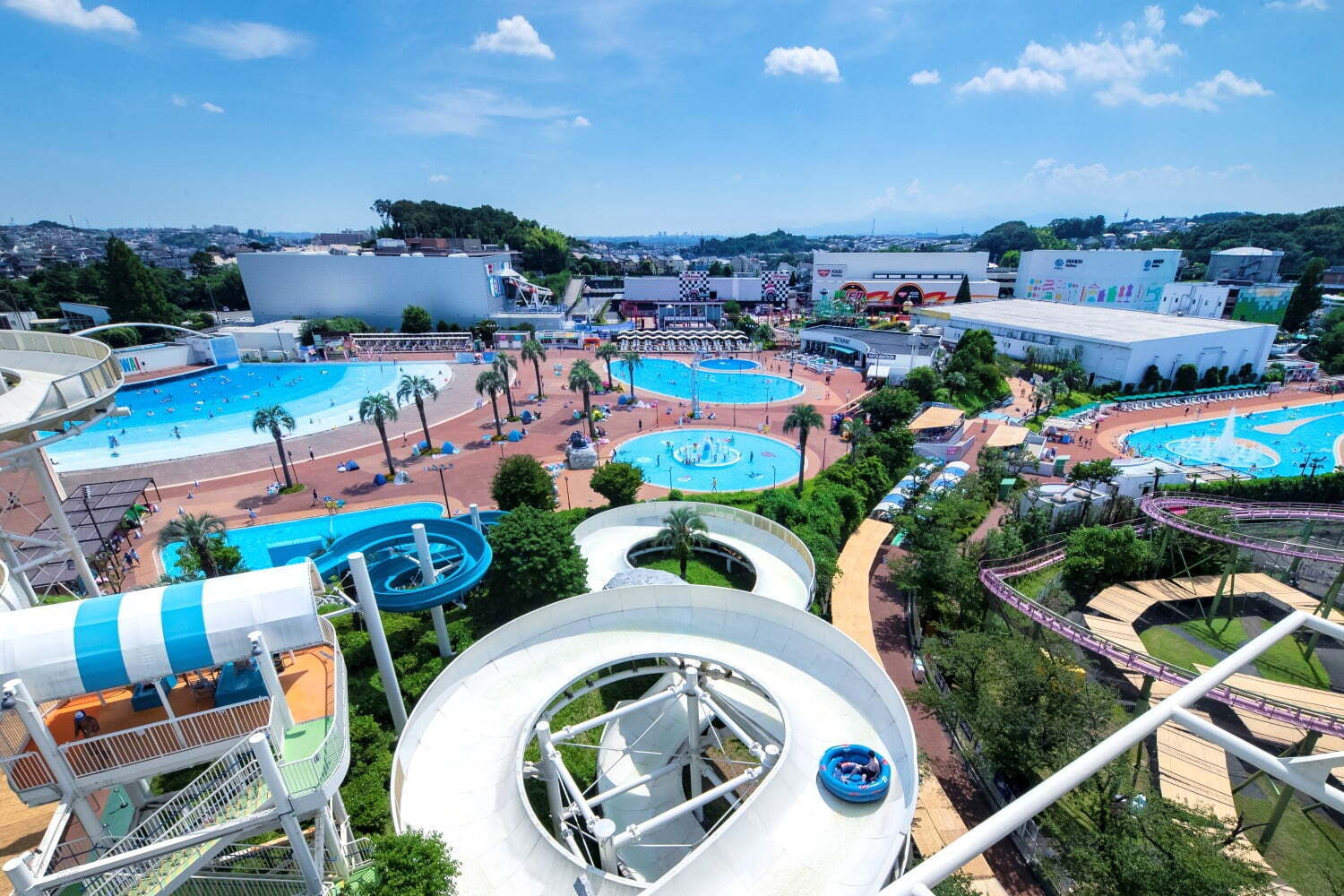 ナイトプール｜よみうりランド“南国リゾート気分”楽しむ屋外プール、スリル満点スライダー＆幻想的なナイトプール