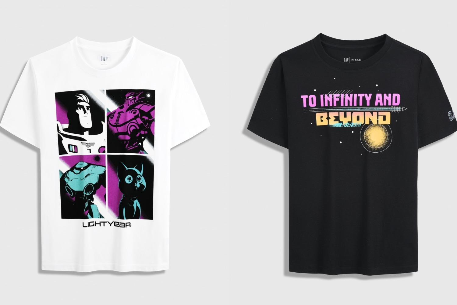 ピクサー｜Gap「バズ・ライトイヤー」のプリントTシャツ、キャライラストや“決め台詞”グラフィック