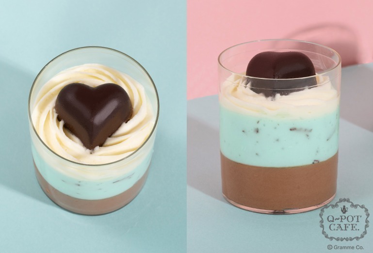 Q-pot CAFE.ミント＆ストロベリーチョコレートの“ハート”ムース