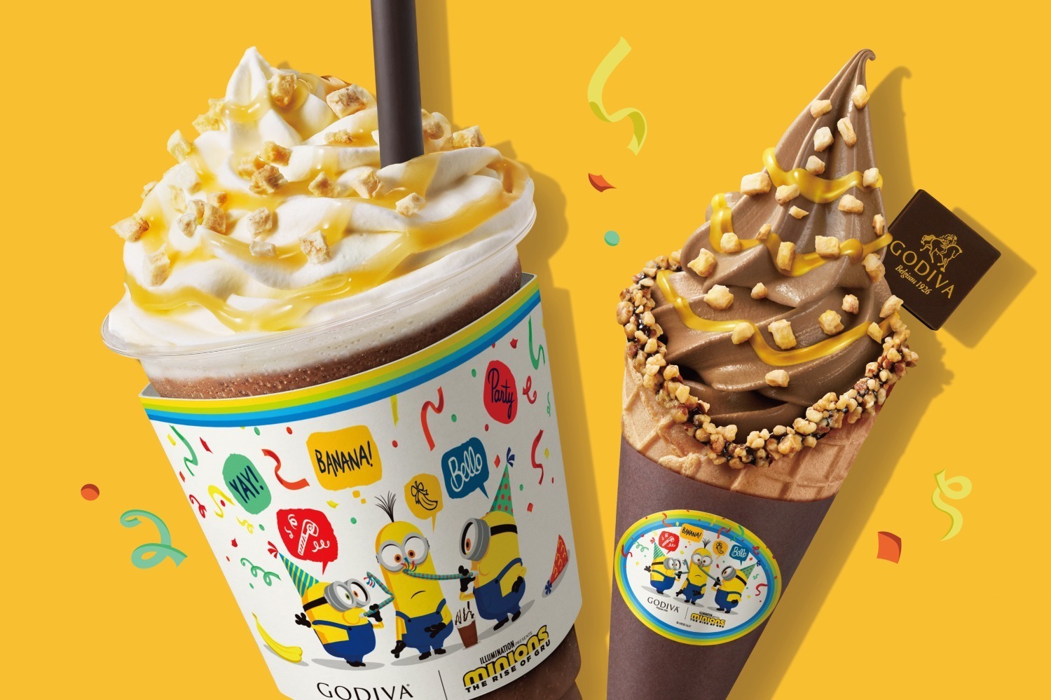 ゴディバ×ミニオン「チョコバナナ」のショコリキサー＆ソフトクリーム限定発売