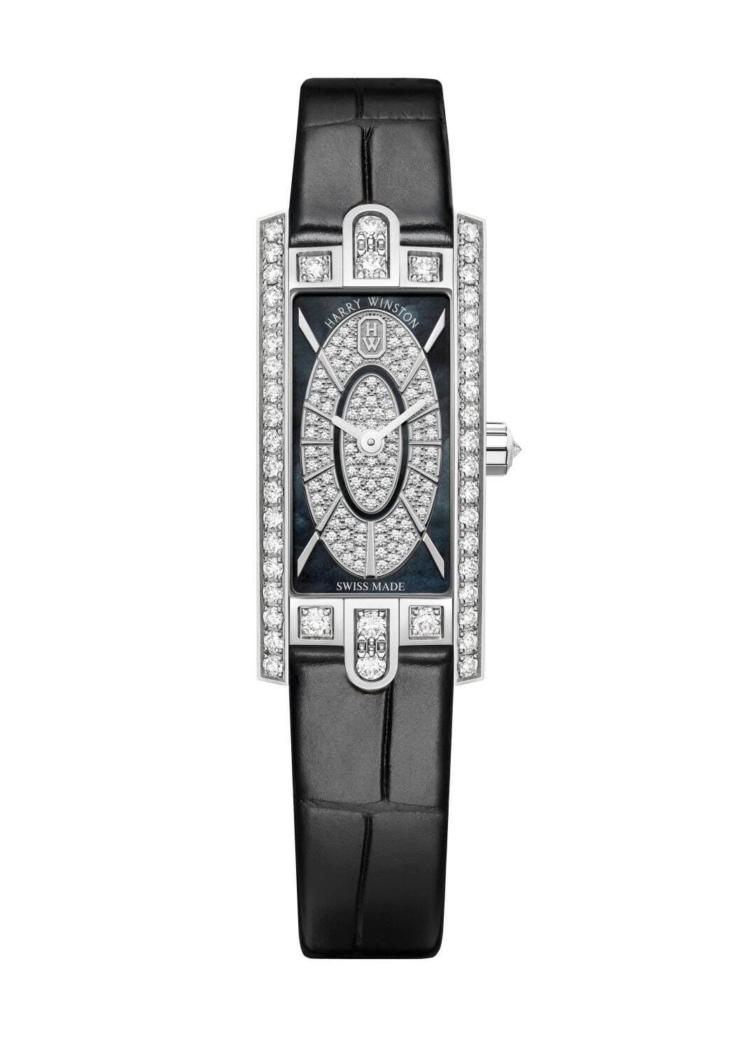 ハリー・ウィンストン、レクタンギュラーケースの腕時計にブラック マザー・オブ・パール ダイヤルの新作｜写真1