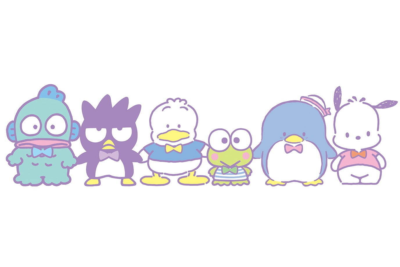 サンリオ　ポチャッコ　ハンギョドン　はぴだんぶい　プリン　けろっぴ　シナモン ハンギョドン ポチャッコ キティ ポムポムプリン けろっぴ