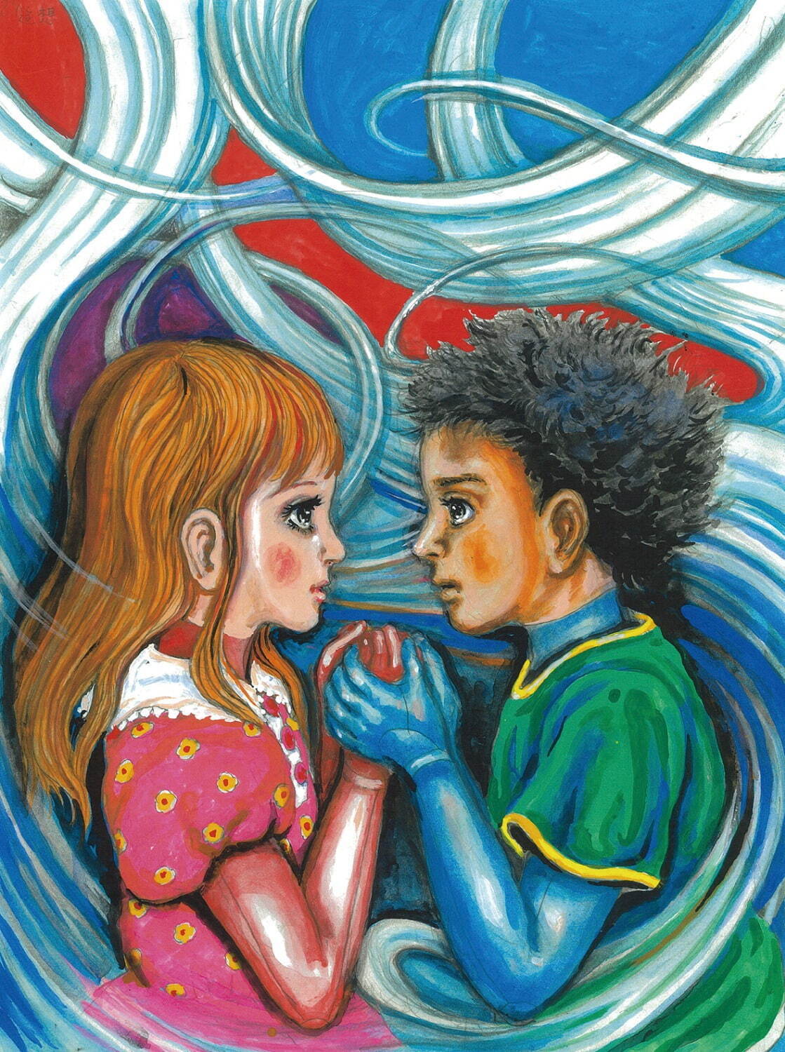 《ZOKU-SHINGO 小さなロボット シンゴ美術館》より「87 追想」(部分) 2021年 アクリルガッシュ、紙