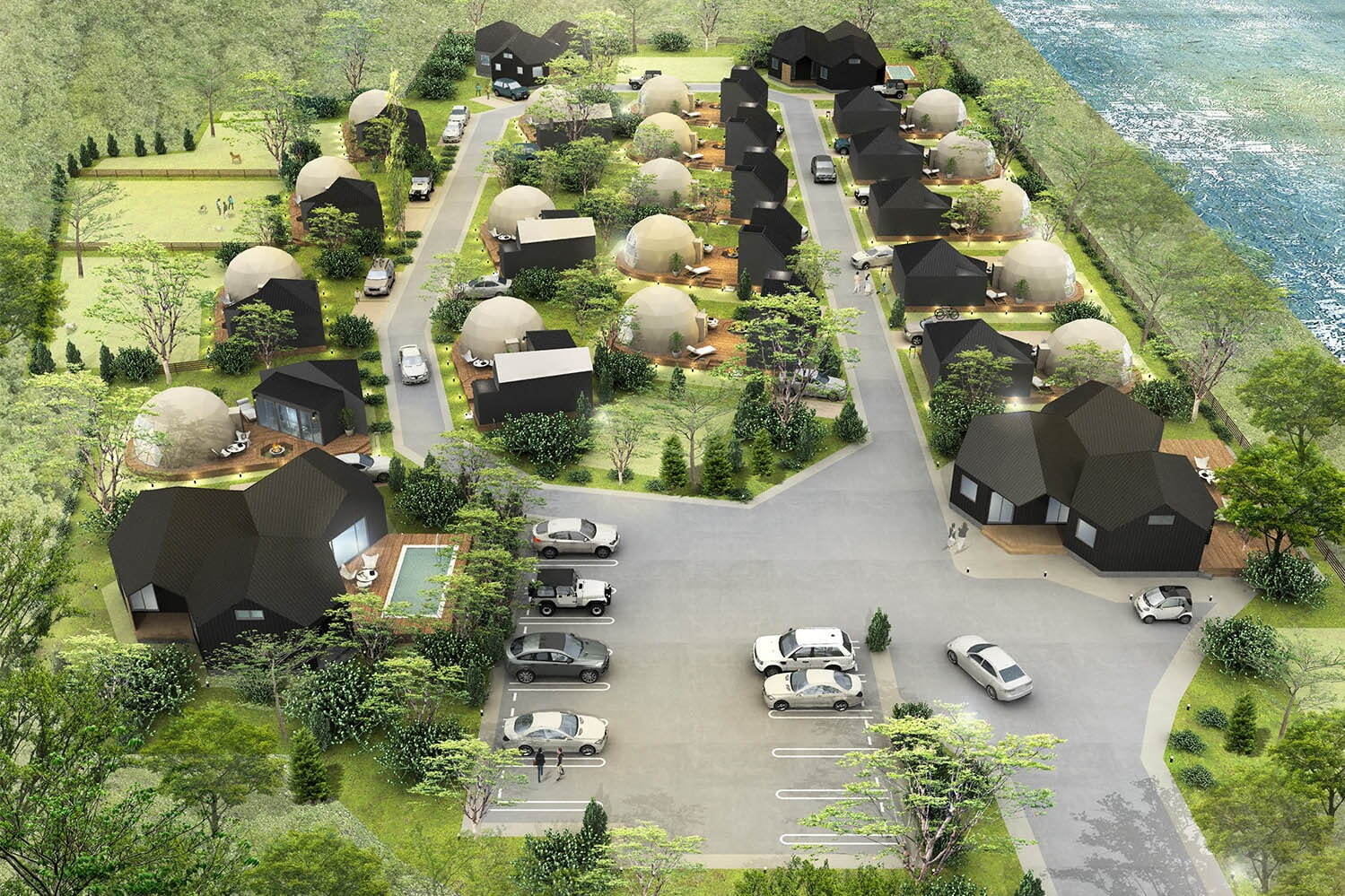 グランピング｜グランピング施設「グランドーム千葉富津」関東最大級の全20棟、天然温泉やプライベートサウナ付きテント