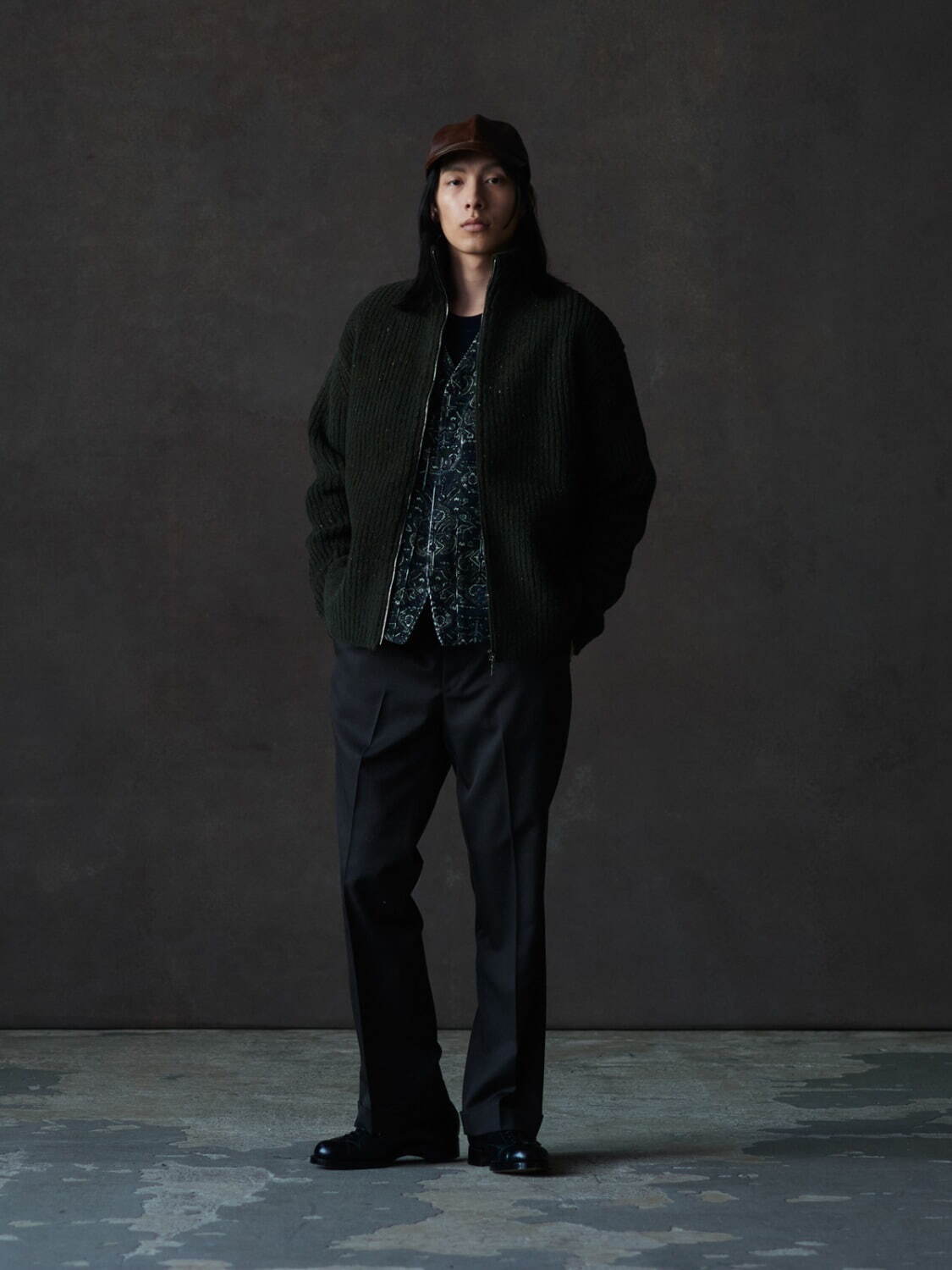 カーキ×インディゴ 新品22ss NICENESS SLY アートチェックシャツ M ...