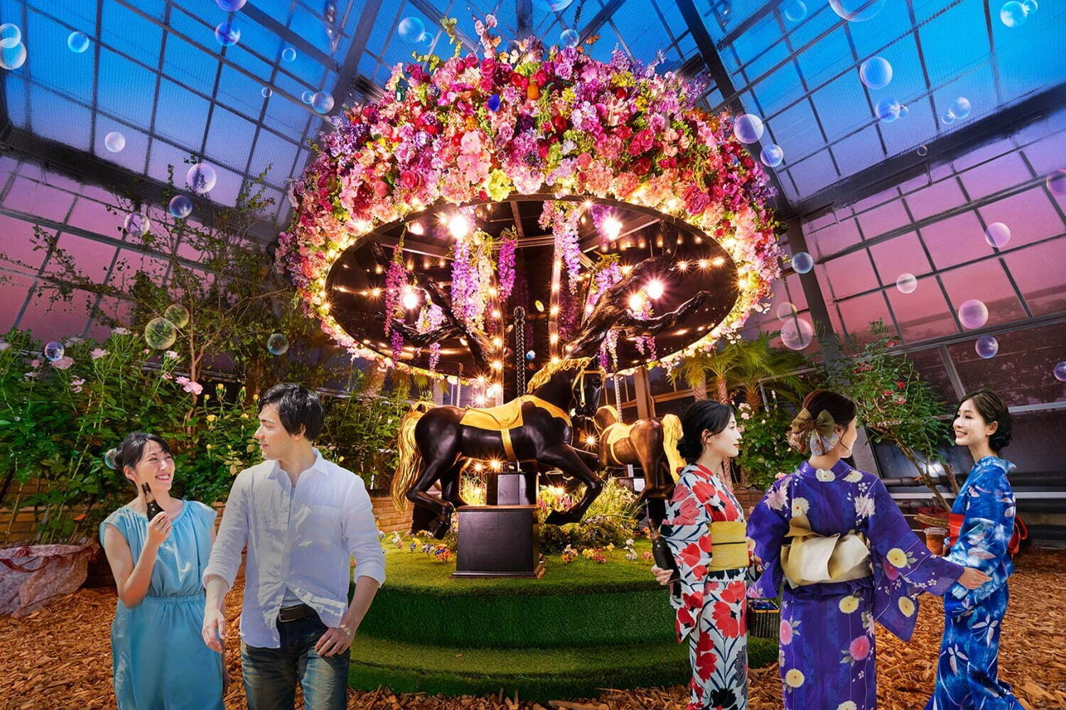 京成バラ園で夏のライトアップイベント「イルミナイトガーデン」夜の園内に幻想的な光の演出｜写真13