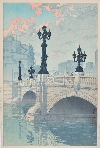 川瀬巴水《東海道風景選集 日本橋(夜明)》1940年(昭和15) 木版多色摺 渡邊木版美術画舗