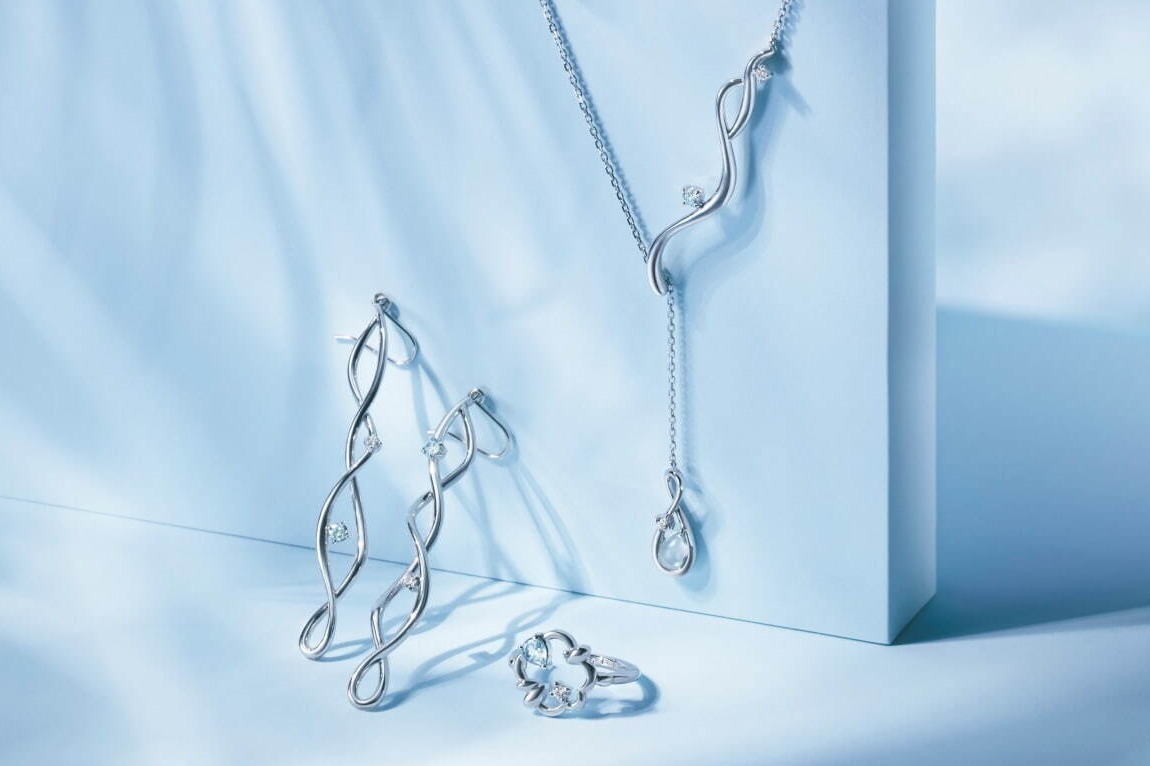 カナル 4℃22年夏ジュエリー”海モチーフ”ブルートパーズネックレス＆透明感ストーンピアス