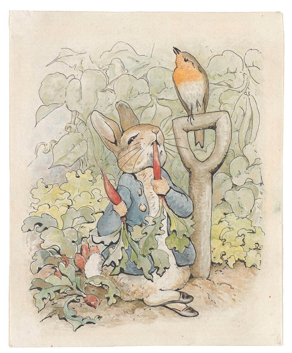 《『ピーターラビットのおはなし』挿絵原画》ビアトリクス・ポター
1902年 ウォーン・アーカイブ/フレデリック・ウォーン社
© Frederick Warne & Co. Ltd, 2017