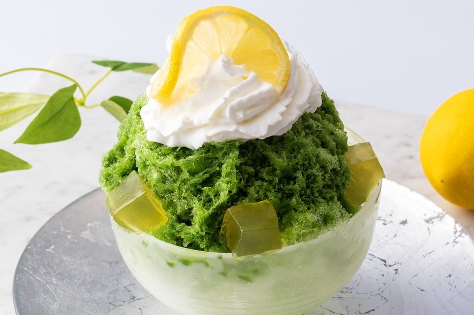 茶寮都路里“進化系プリンかき氷”「さわやか抹茶ぷりん氷～瀬戸内レモン～」レモン香る新作プリン入り