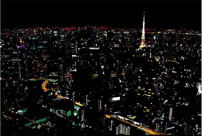 文房具のシールだけで作られた東京の灯り - valveat 81で大村雪乃の“イルミネーション”を披露 | 写真