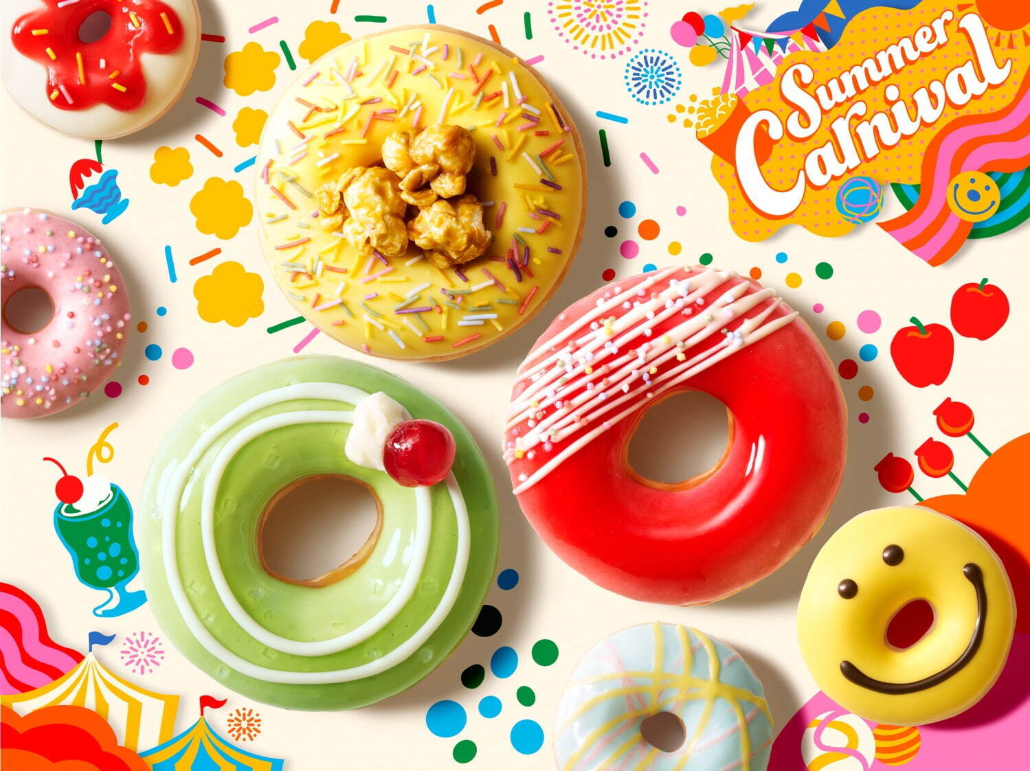 クリスピー・クリームからりんご飴やクリームソーダをイメージした夏季限定ドーナツ｜写真1
