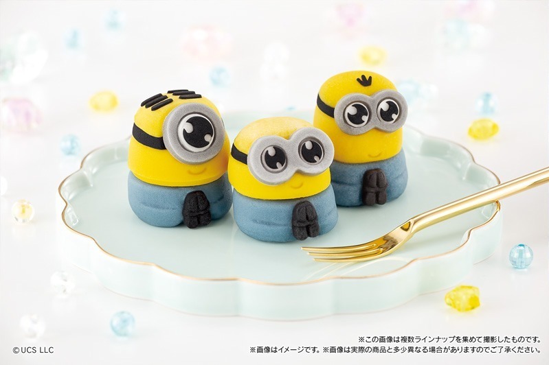 左から)食べマス ミニオンズフィーバー　スチュアート(ストロベリー味)
食べマス ミニオンズフィーバー　ボブ(バナナ味)
食べマス ミニオンズフィーバー　ケビン(チョコレート味) 各285円