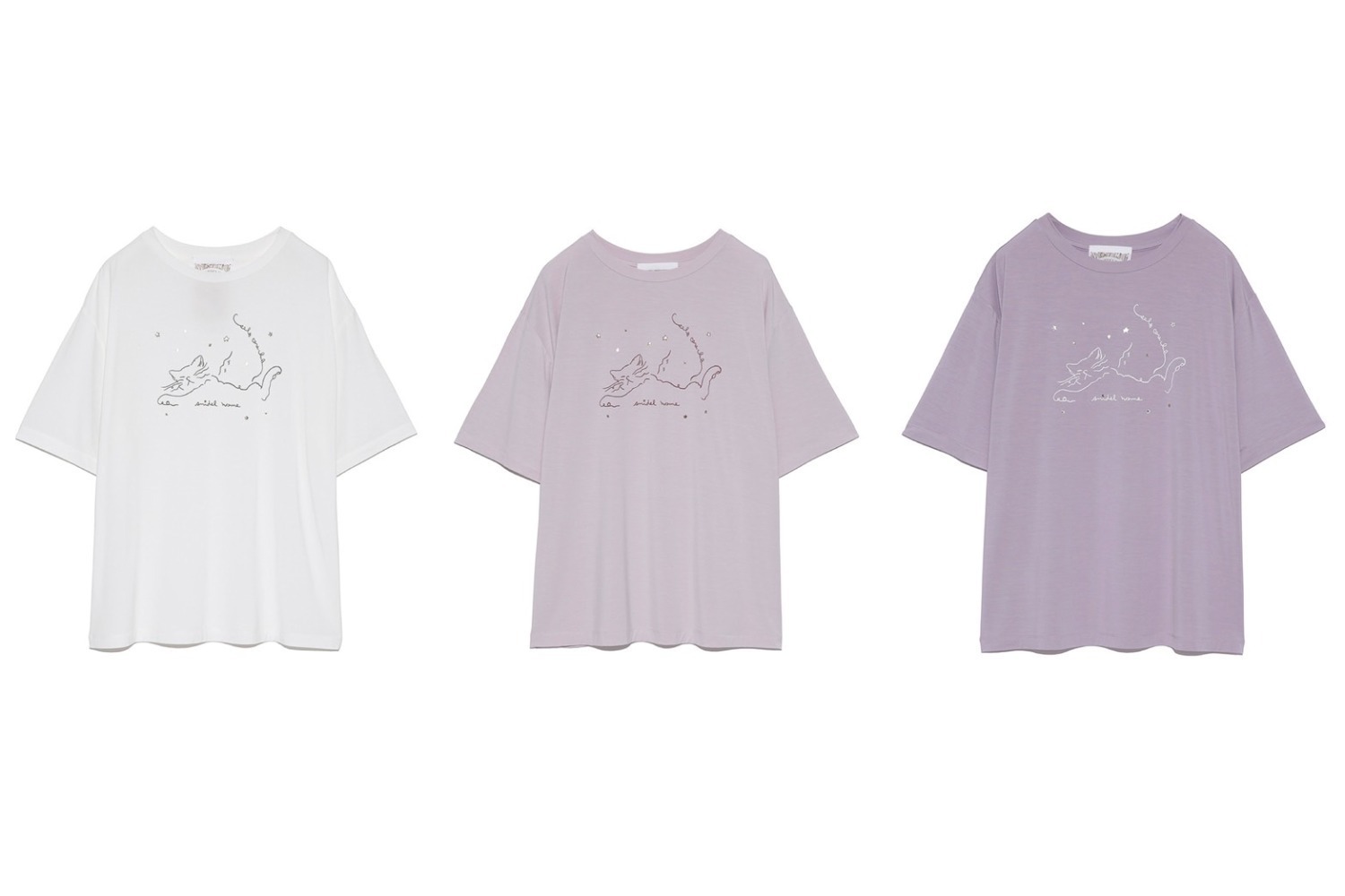 左から)Tシャツ WHT/PNK/PPL 各5,390円