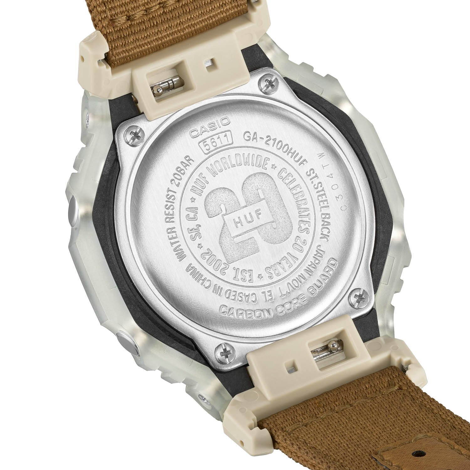 ハフ×G-SHOCKのコラボ腕時計、グリーンを配した文字盤にスケルトンベゼル搭載｜写真6