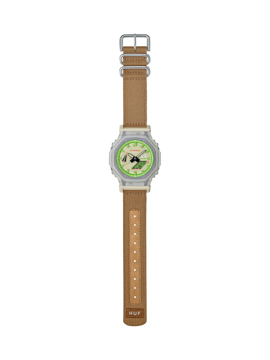 ハフ×G-SHOCKのコラボ腕時計、グリーンを配した文字盤にスケルトンベゼル搭載｜写真11