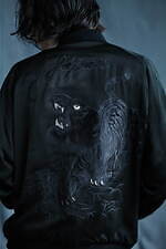 【美品】テーラー東洋　リバーシブル　スカジャン　黒鷹　虎　龍　オールブラック　紫 美品】テーラー東洋 リバーシブル スカジャン 黒鷹 虎 龍 オール