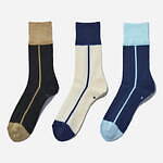 ソフネット×シックストックス“縦ライン”コラボ靴下、ネイビー×淡いブルーなど全3色｜写真1