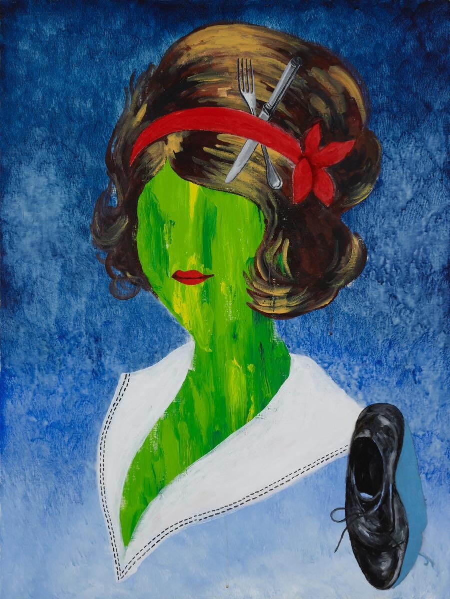 横尾忠則《女性と紳士靴》2017年 作家蔵