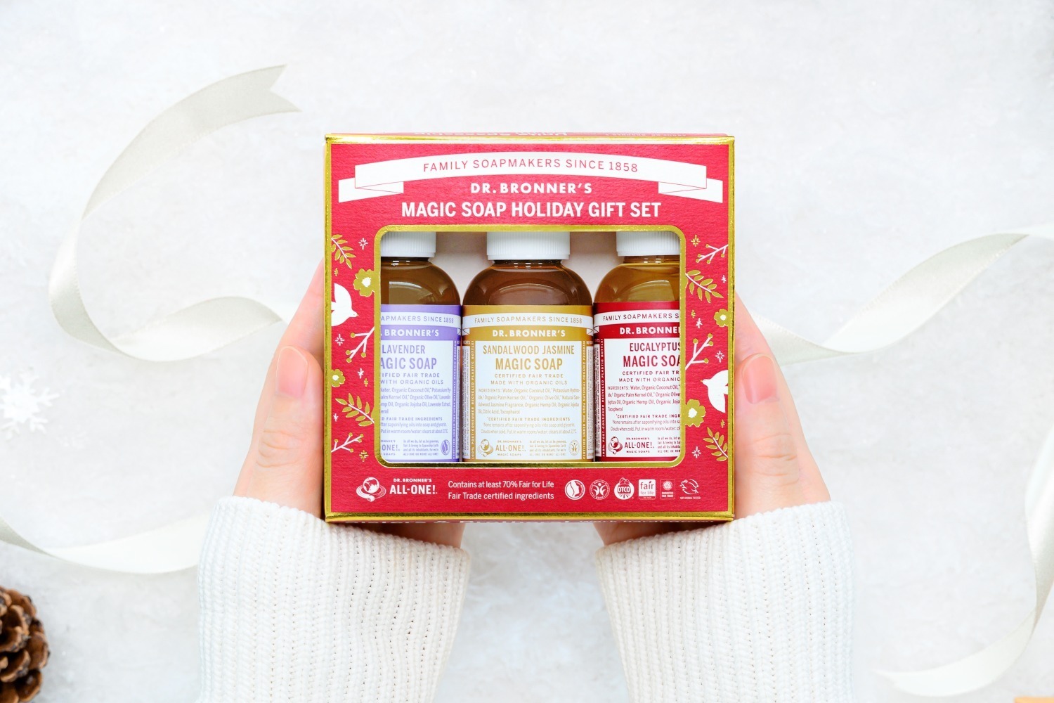 エッセンシャルオイル｜ドクターブロナー2022年クリスマスコフレ「マジックソープ」人気の香りがミニサイズでセットに