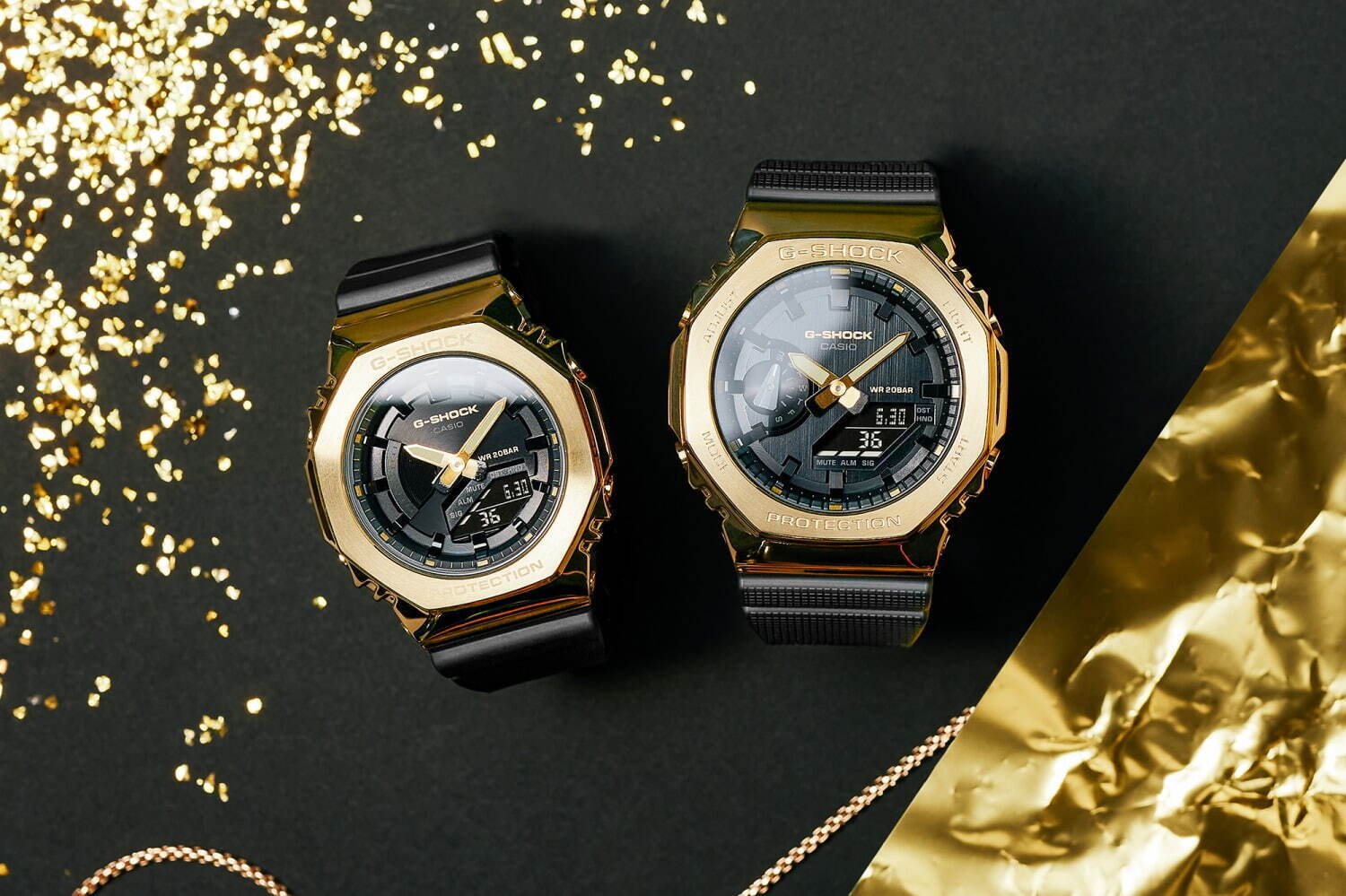 G-SHOCK“ゴールドメタル”の新作腕時計 - スクエア＆八角形ベゼル 