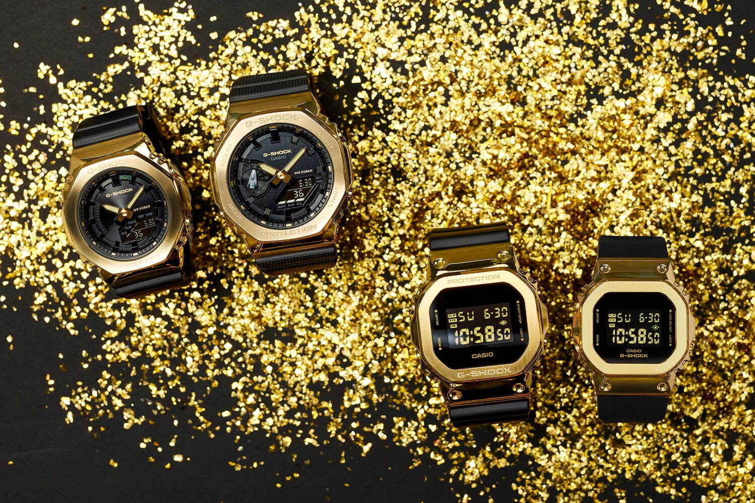 G-SHOCK“ゴールドメタル”の新作腕時計 - スクエア＆八角形ベゼル