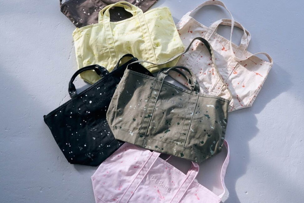 エルエルビーン”スプラッター柄”の大容量トートバッグ、グリーンレーベル リラクシングとコラボ
