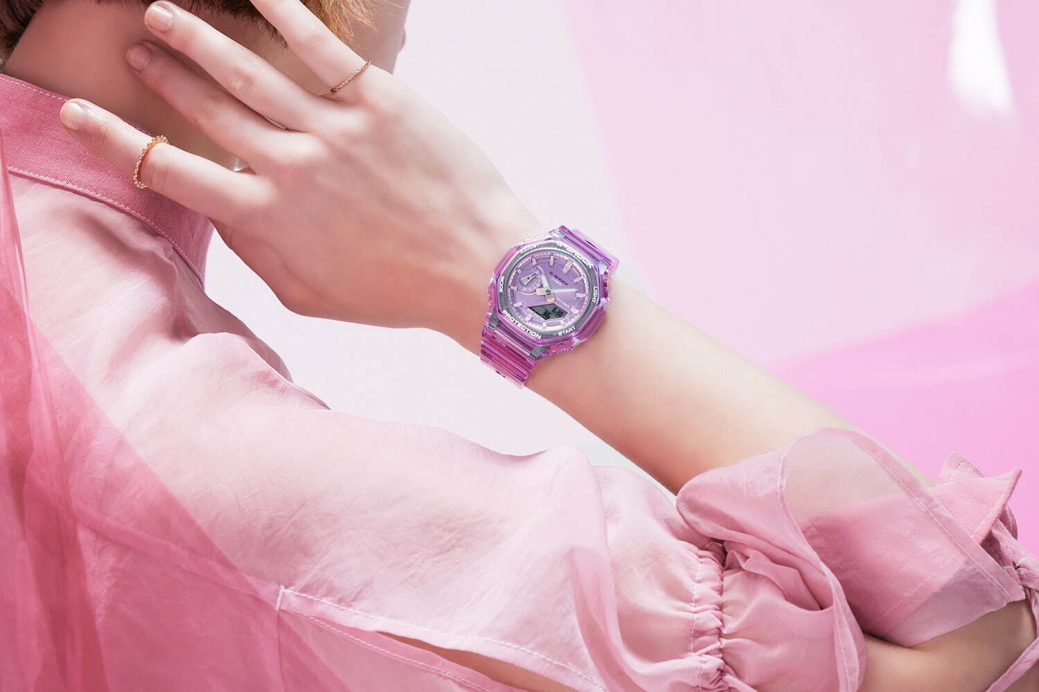 G-SHOCK“ペールトーン”のスケルトン腕時計、コンパクトな八角形ケースモデル｜写真11