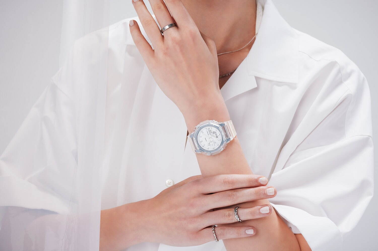 G-SHOCK“ペールトーン”のスケルトン腕時計、コンパクトな八角形ケースモデル｜写真14