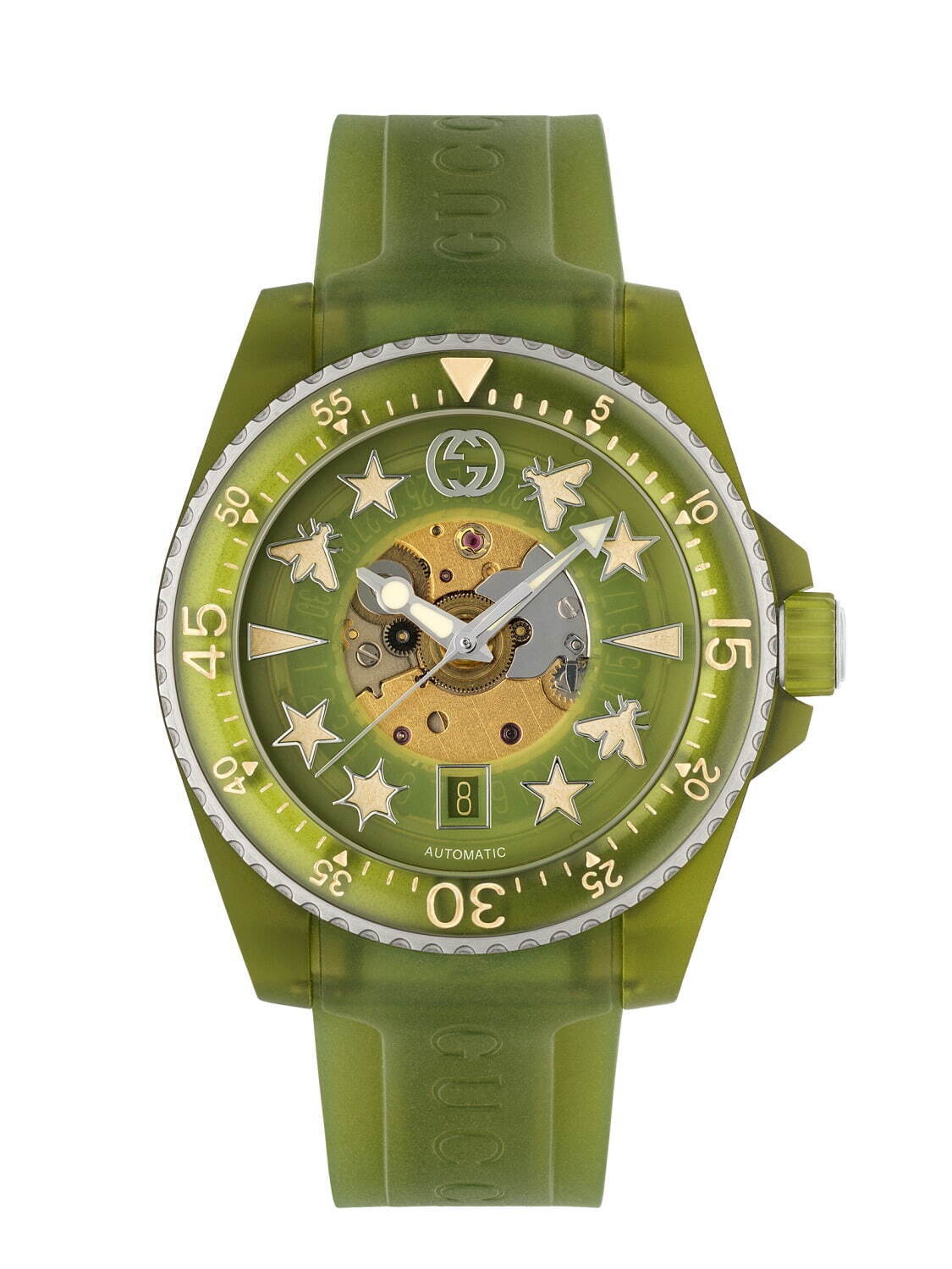 贈答品 GUCCI グッチ 新品 グリーン 腕時計 ウォッチ ロゴエンボス 