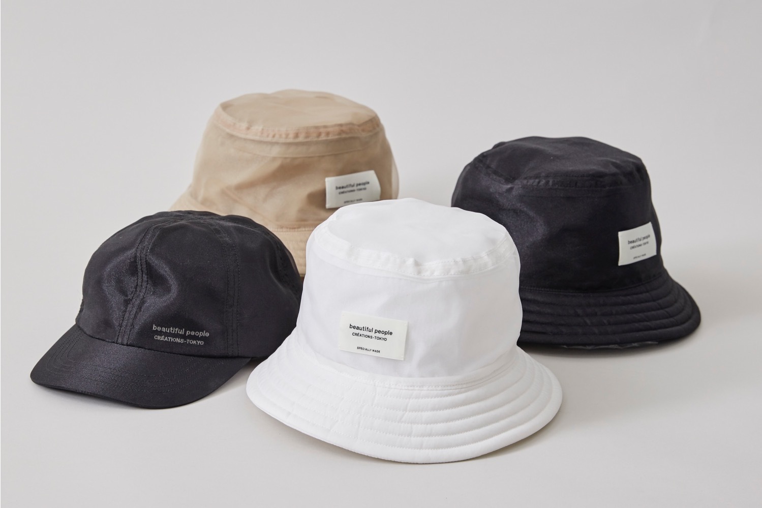 ヘッドウェア｜ステュディオス×ビューティフルピープルのウィメンズバケットハット＆キャップ、透け感のあるオーガンジーで