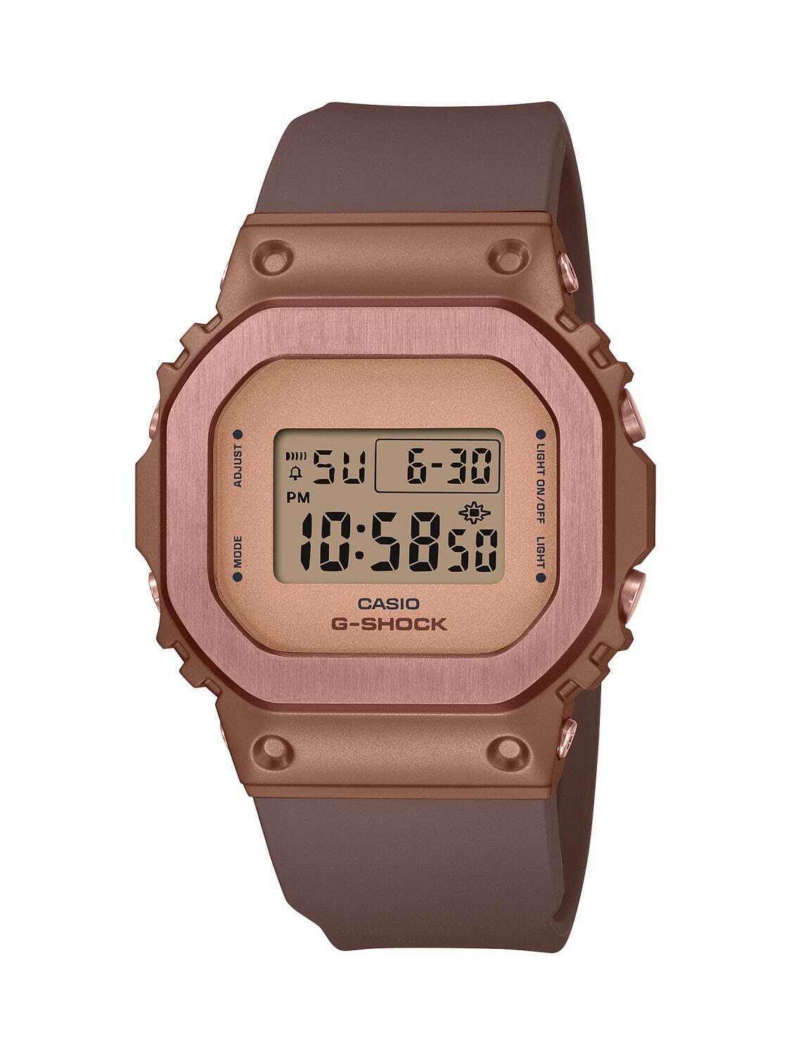 G-SHOCK“全面ブロンズカラー”のコンパクト腕時計、スクエア＆八角形の艶消しメタルベゼル｜写真6