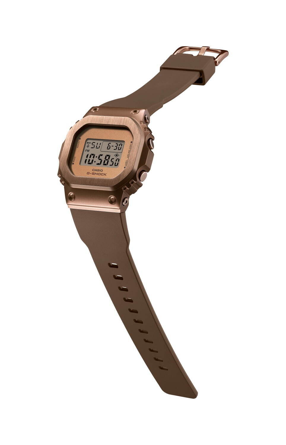 G-SHOCK“全面ブロンズカラー”のコンパクト腕時計、スクエア＆八角形の艶消しメタルベゼル｜写真8