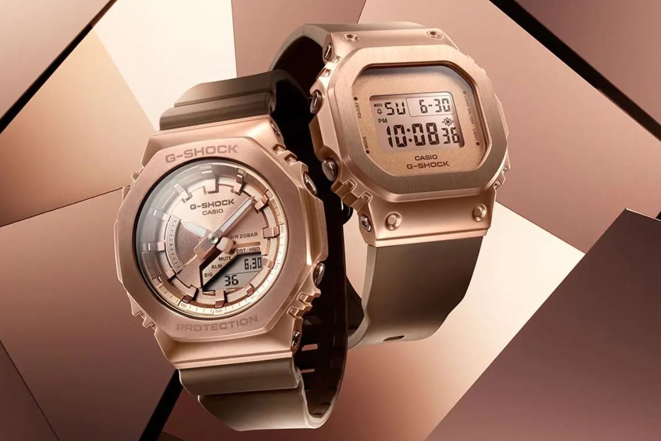 G-SHOCK“全面ブロンズカラー”のコンパクト腕時計、スクエア＆八