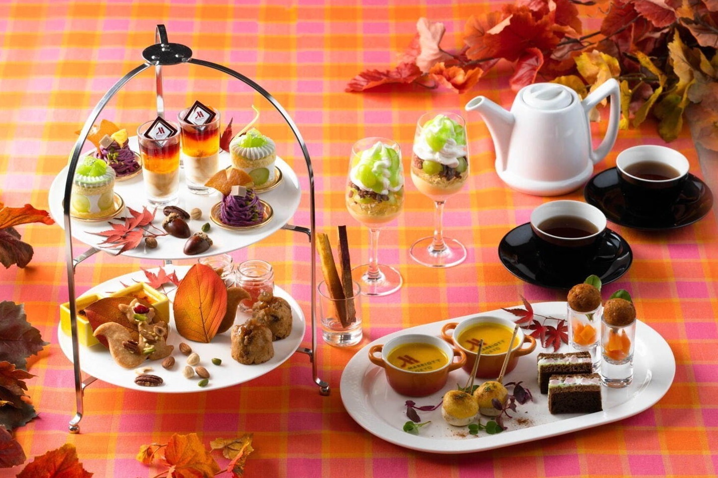 東京マリオットホテル”実りの秋”テーマのアフタヌーンティー、紫芋モンブランなど秋スイーツ