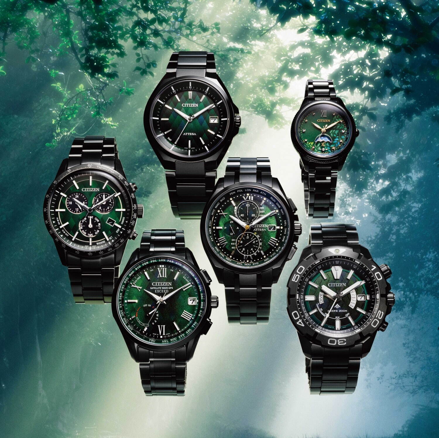 シチズン“グリーン×ブラック”の限定腕時計 - 植物の生命力から