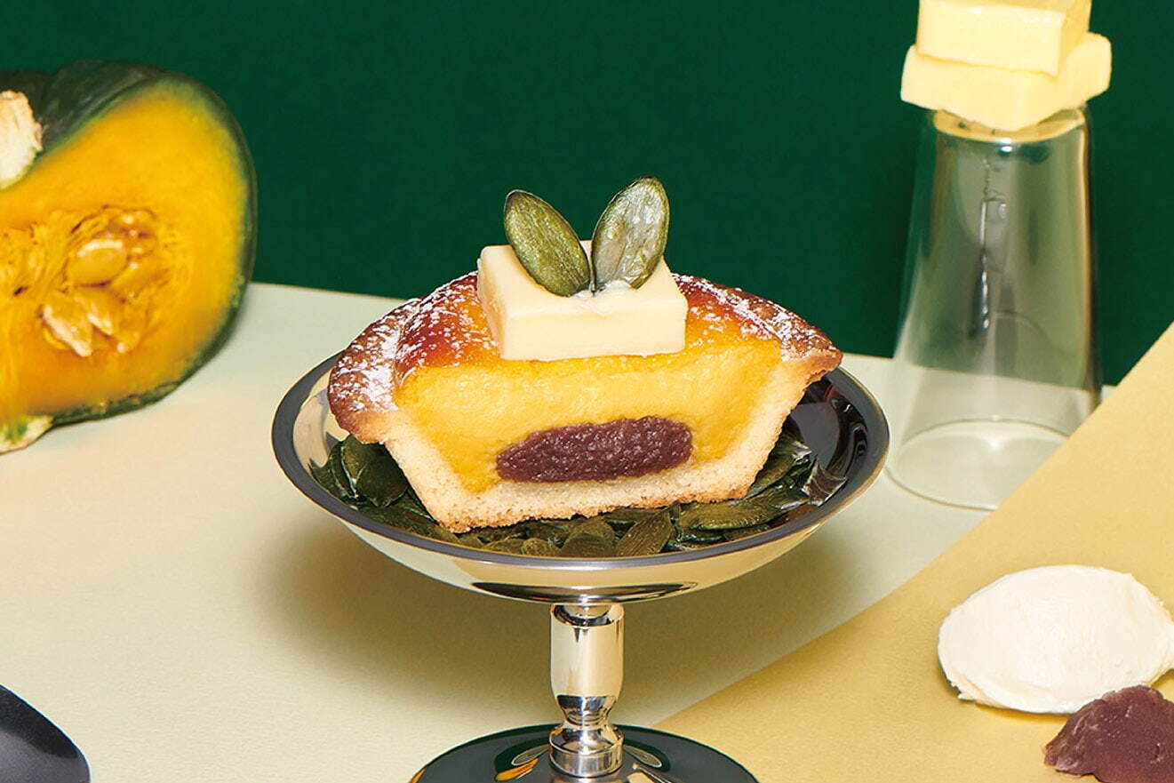 ベイク チーズタルト「かぼちゃあんバターチーズタルト」バターを大胆にトッピングした秋限定スイーツ