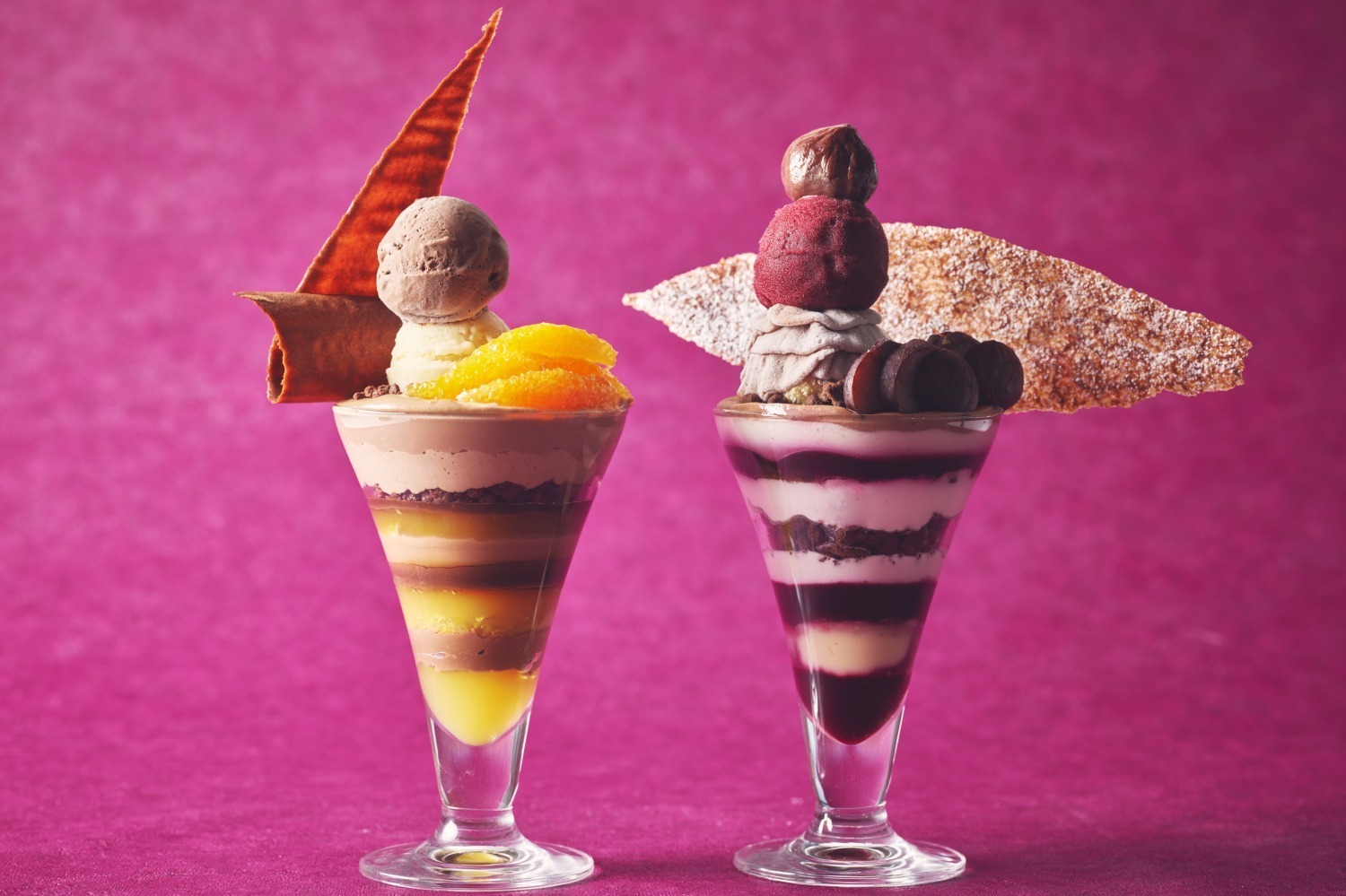 ストリングスホテル東京インターコンチネンタル、ラム酒香る栗パフェ＆ショコラ尽くしパフェ