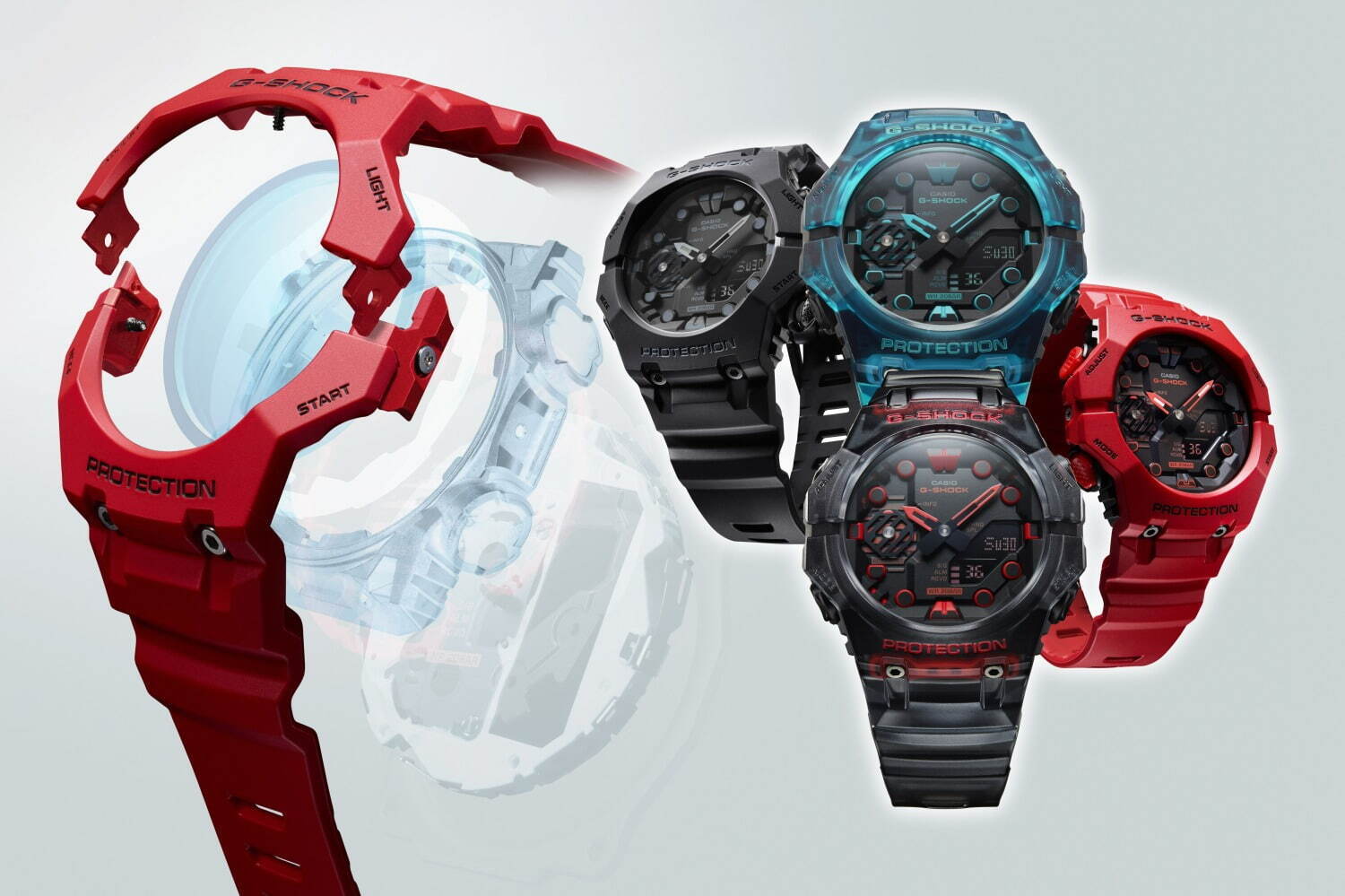 G-SHOCK新作腕時計“ベゼル＆バンド”を一体化、近未来的な幾何学形状の文字板デザイン｜写真1
